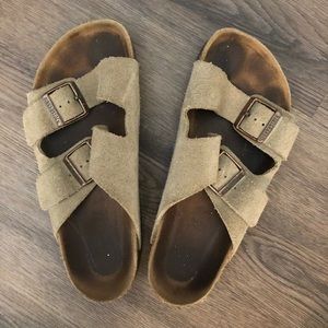 Birkenstock Arizona Suede Sandals Taupe Color
